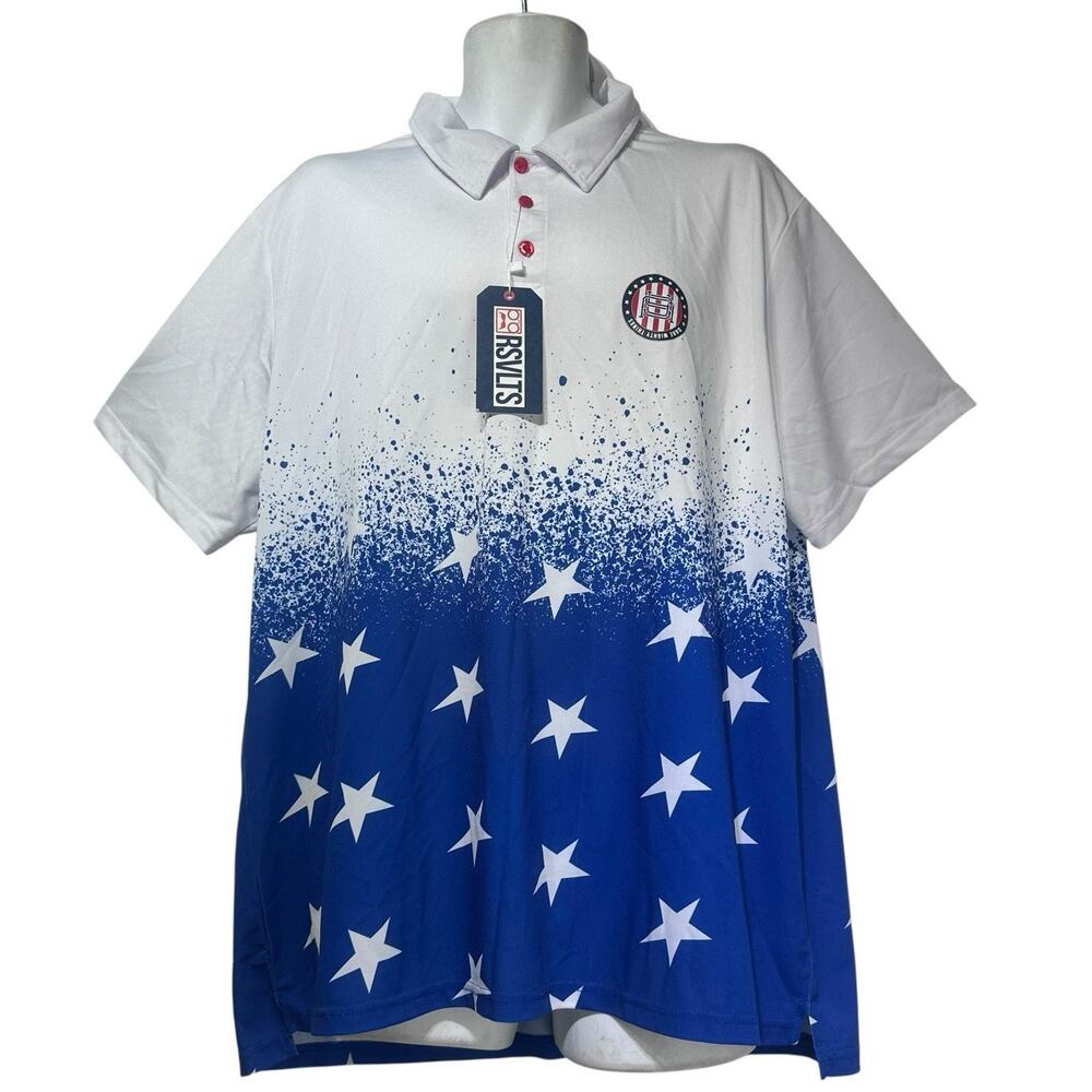 RSVLTS USA Ol Glory Breakfast Balls NWBA Stars Polo Shirt Men's Size 2XL